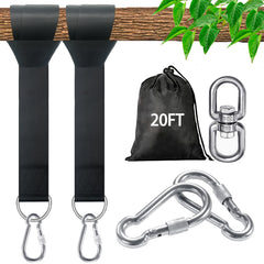 Veriluck Tree Swing Straps 20FT black nylon straps with D-ring
