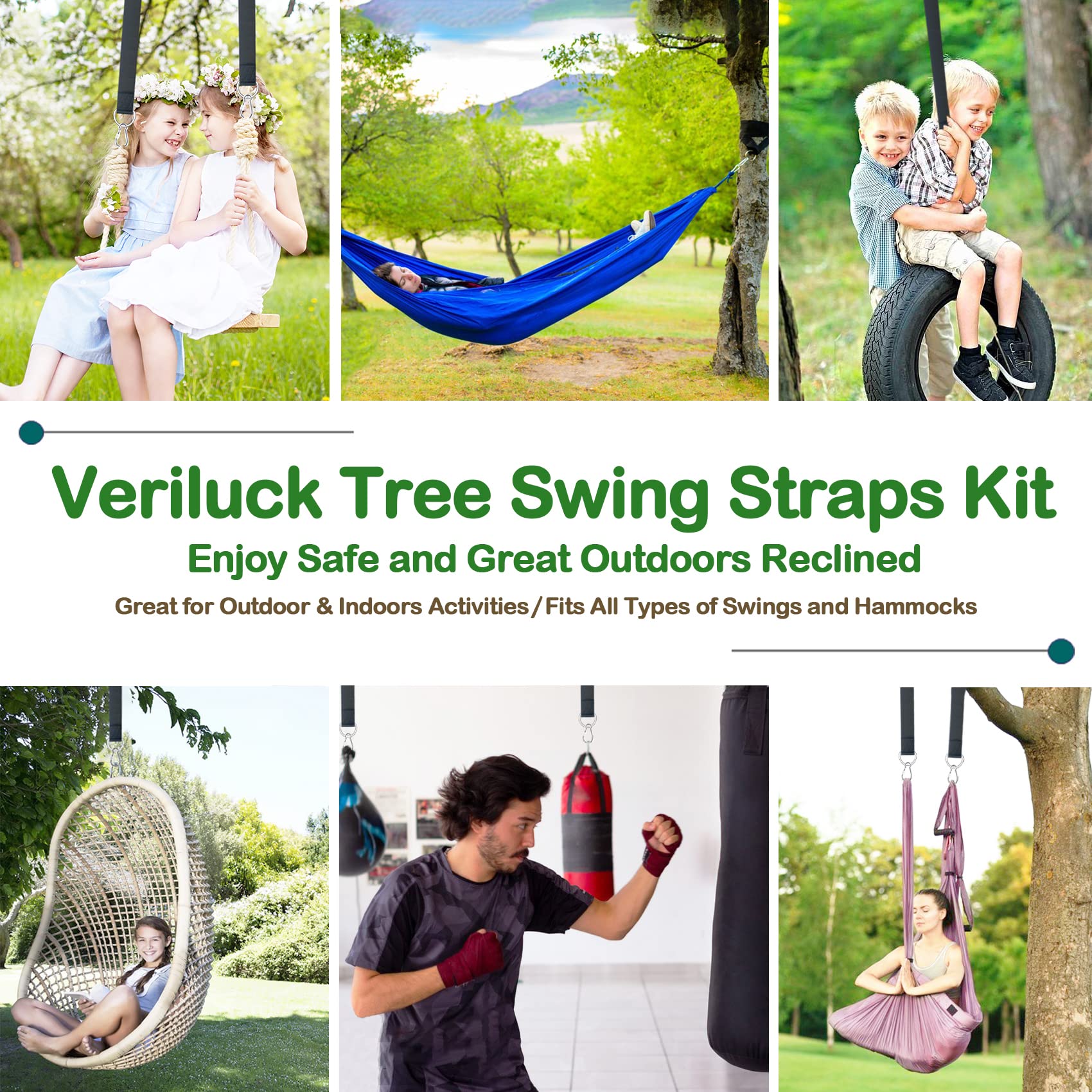 Veriluck Tree Swing Straps displayed outdoors with a swing