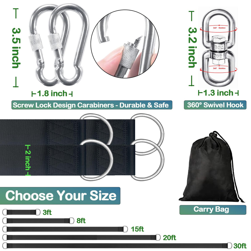 Veriluck Tree Swing Straps showing reinforced stitching