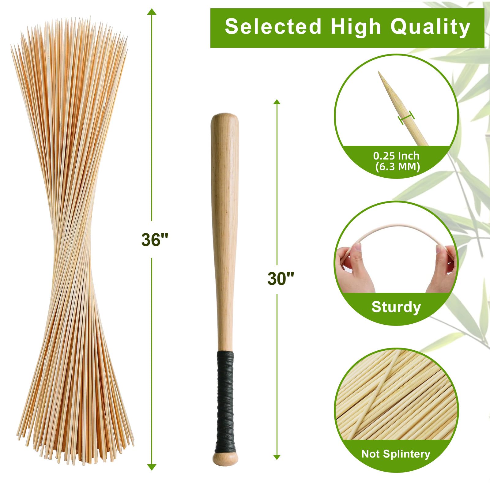Versatile bamboo skewers for outdoor cooking and grilling
