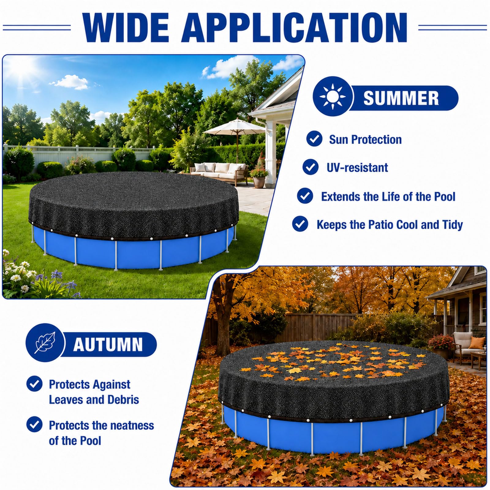 Versatile use of Nafhone Pool Leaf Net Cover as patio shade