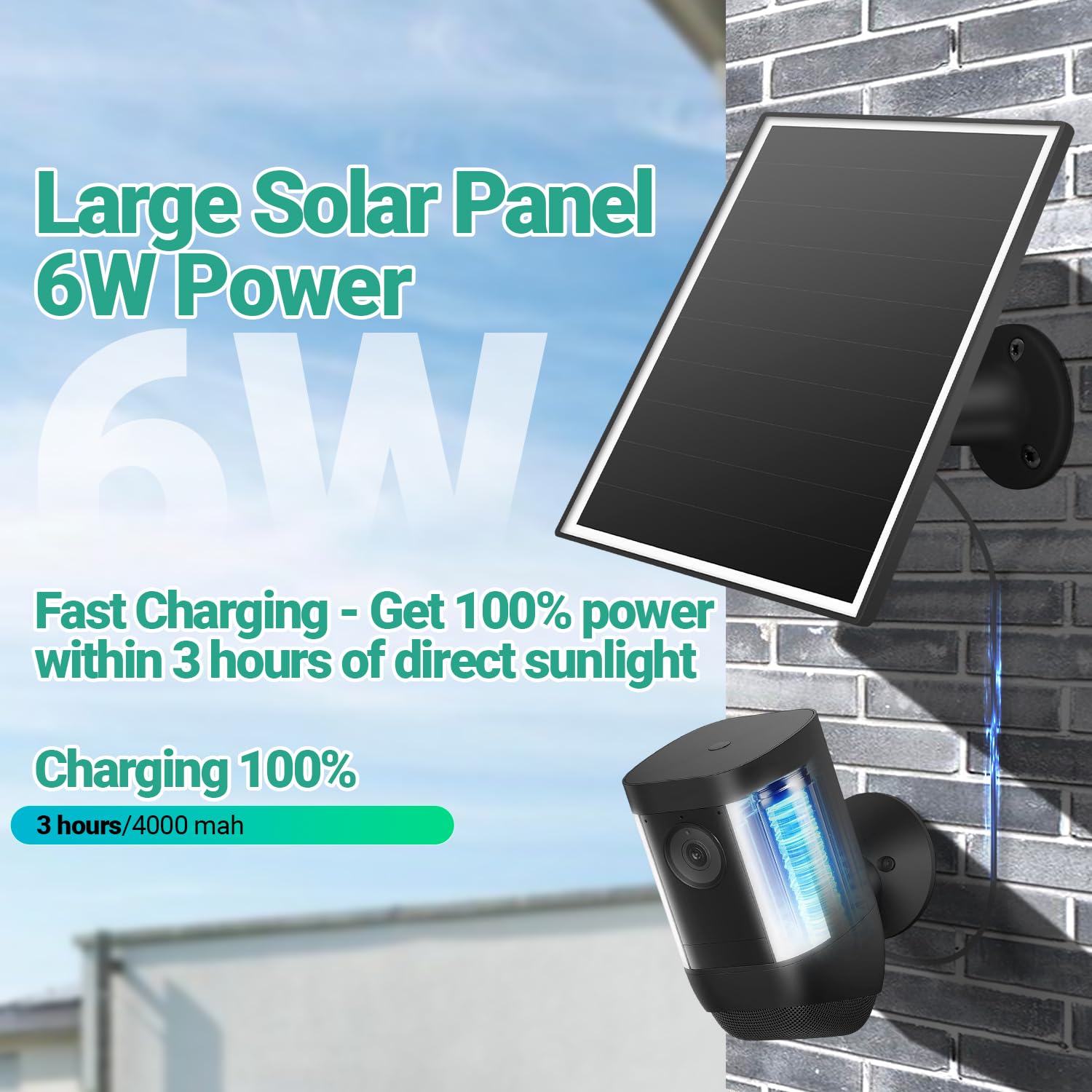 VERVERAY 6W Solar Panel showing USB-C connection