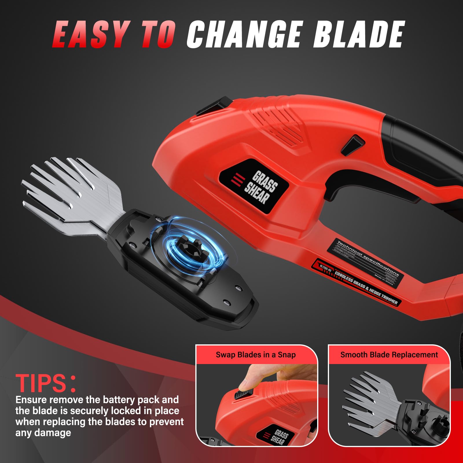 VERVEWAVE hedge trimmer with grass shear blade