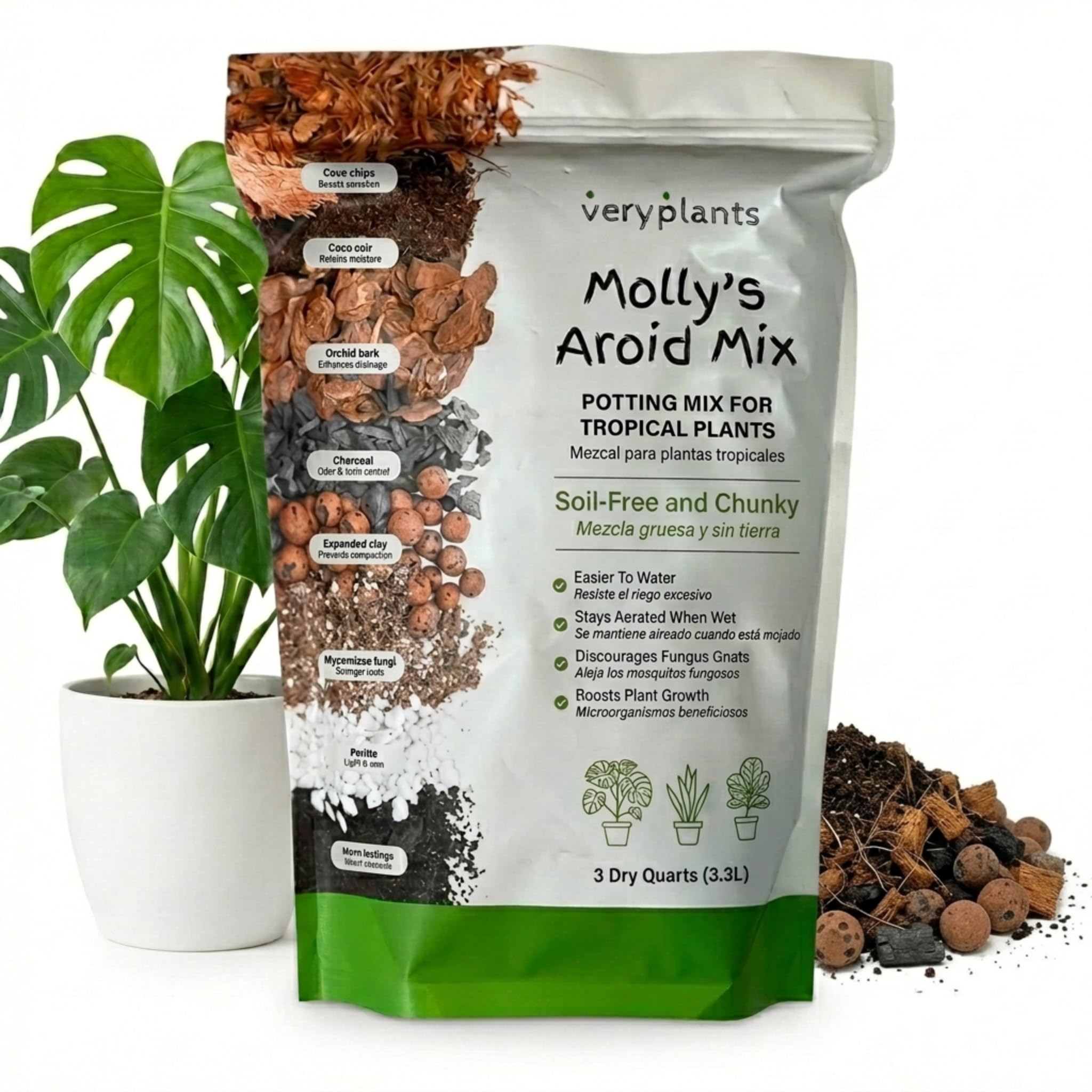 veryplants Molly's Aroid Potting Mix 3 Dry Quarts front view