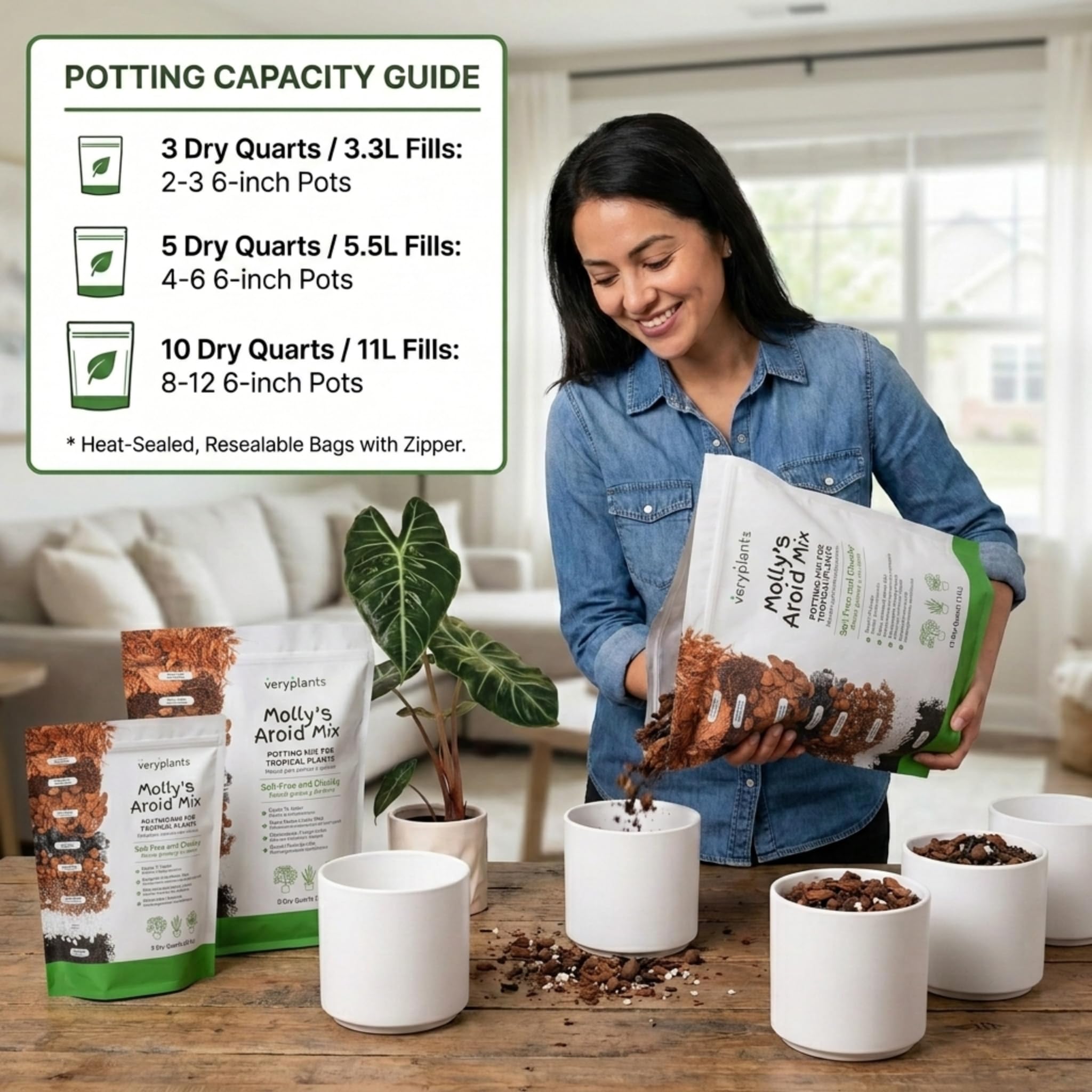 veryplants Molly's Aroid Potting Mix 3 Dry Quarts side view
