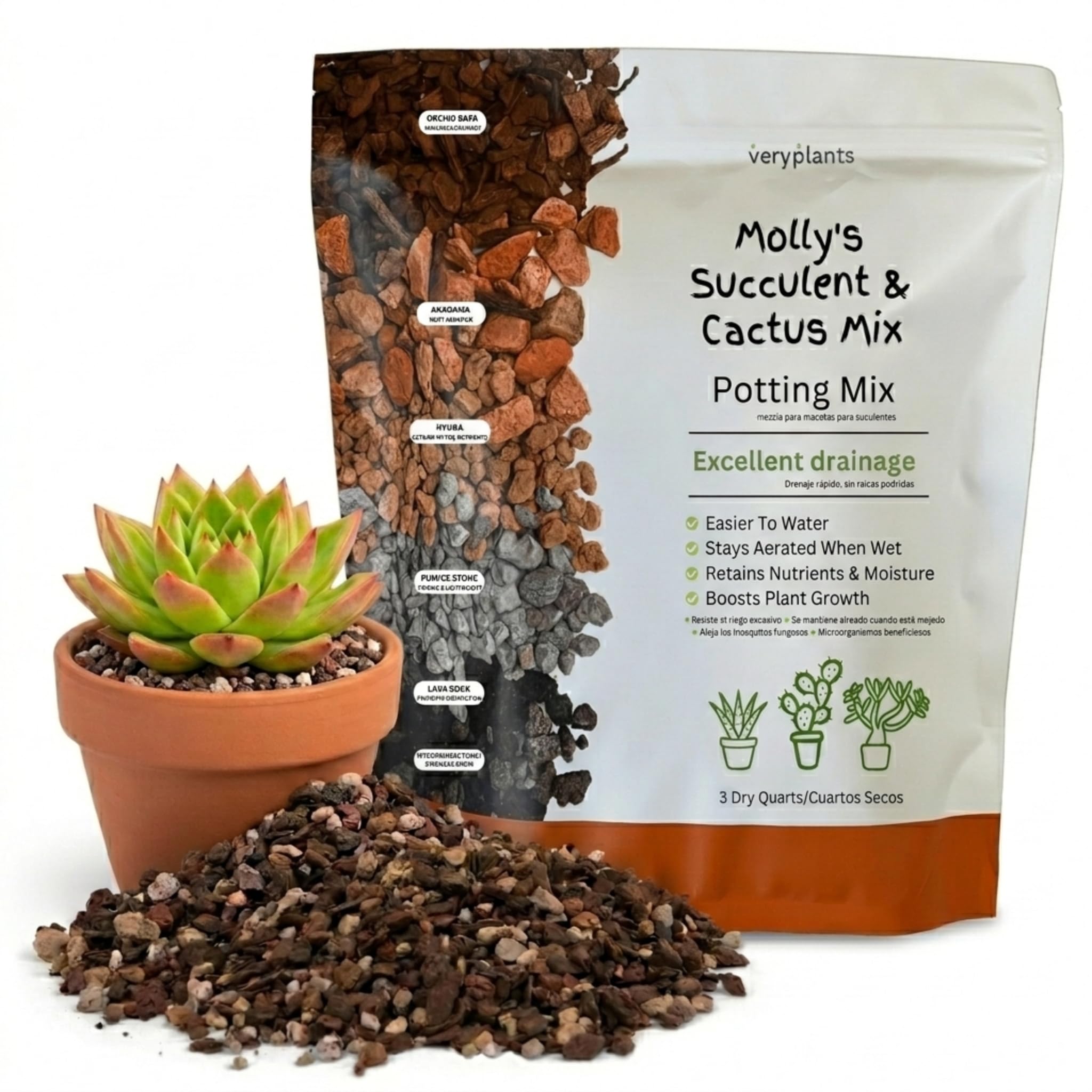 veryplants Molly's Succulent Potting Mix 3 Dry Quarts front view