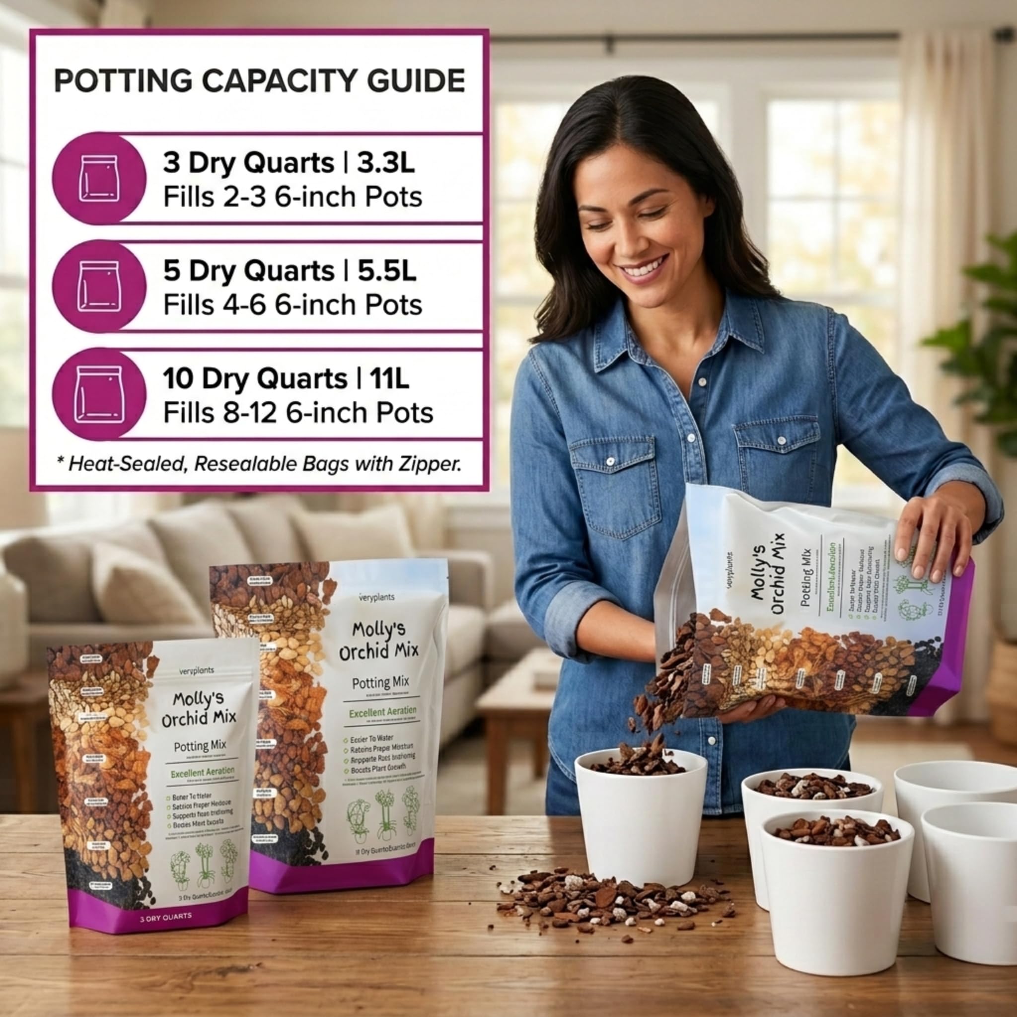 veryplants Orchid Potting Mix resealable bag