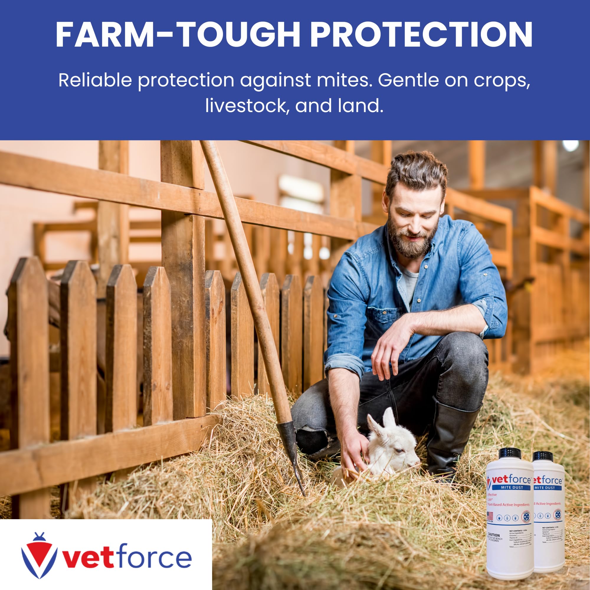 Vetforce Mite Dust powder container on table