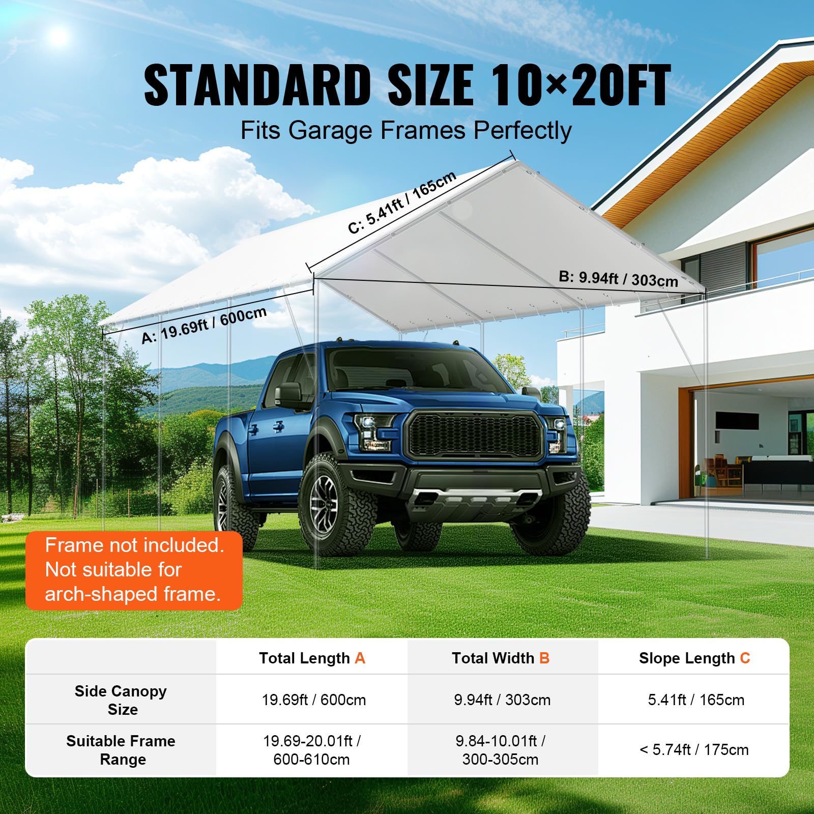 VEVOR 10x20 canopy replacement cover with bungee balls included