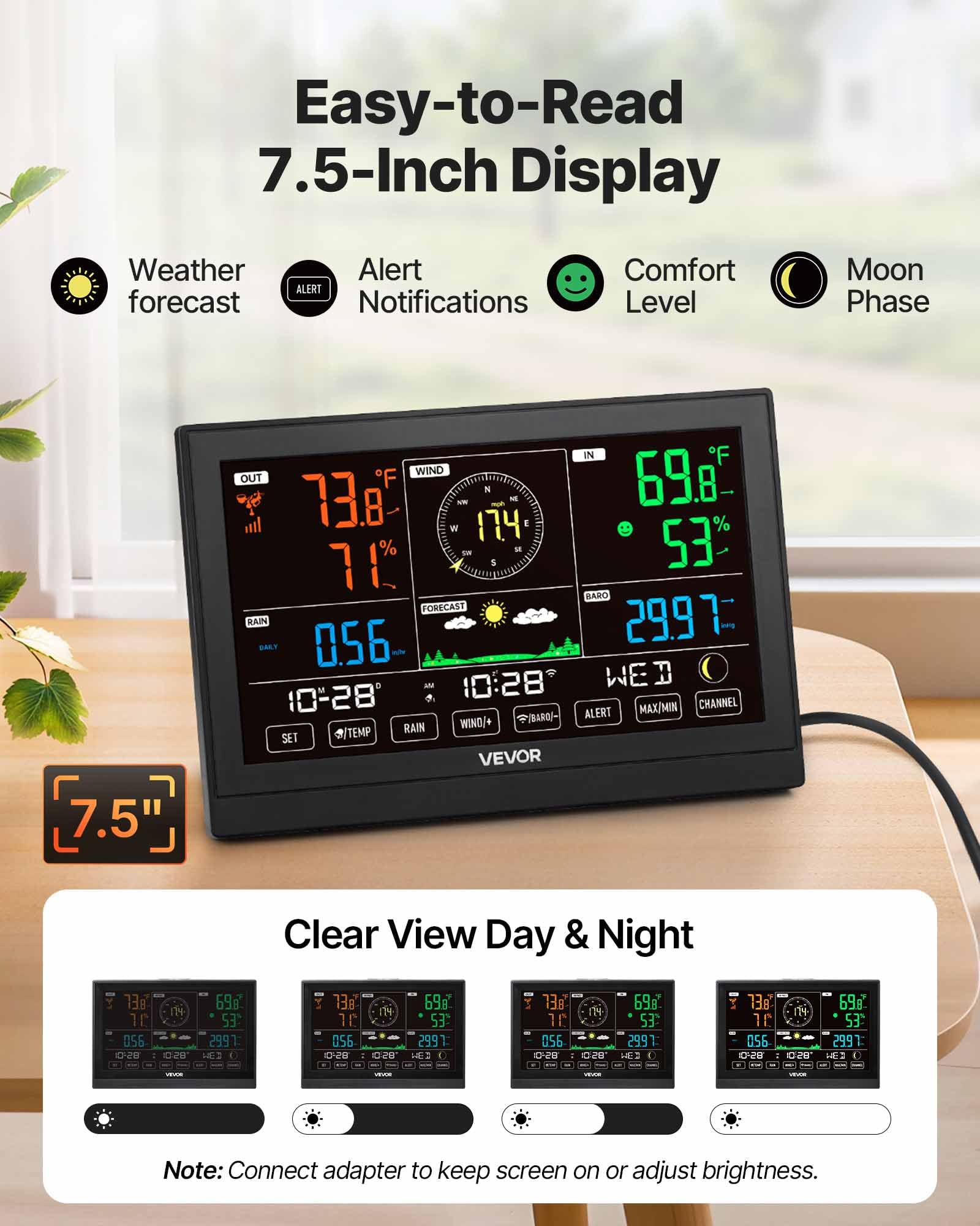 VEVOR 5-in-1 Wi-Fi Weather Station solar panel