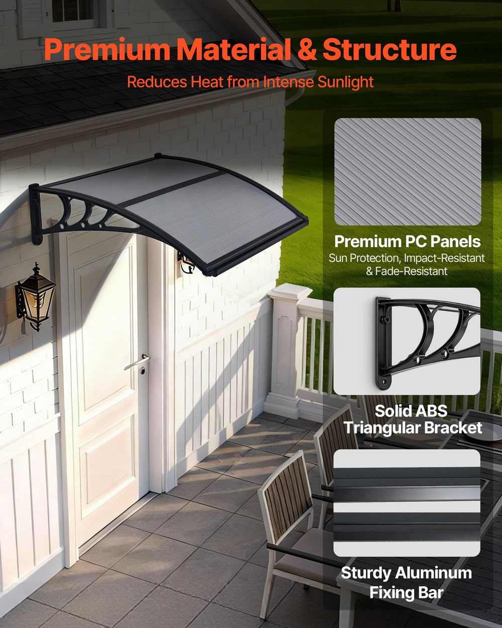 VEVOR awning installed above a door