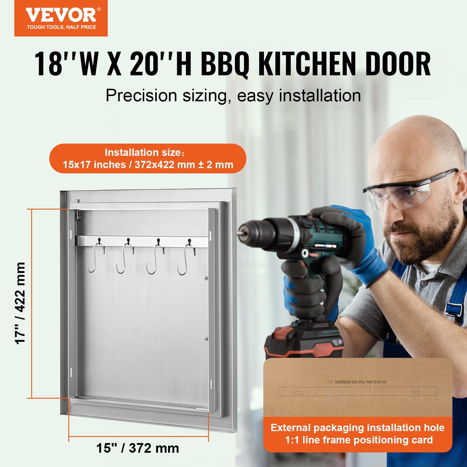 VEVOR BBQ Access Door back view with hinges