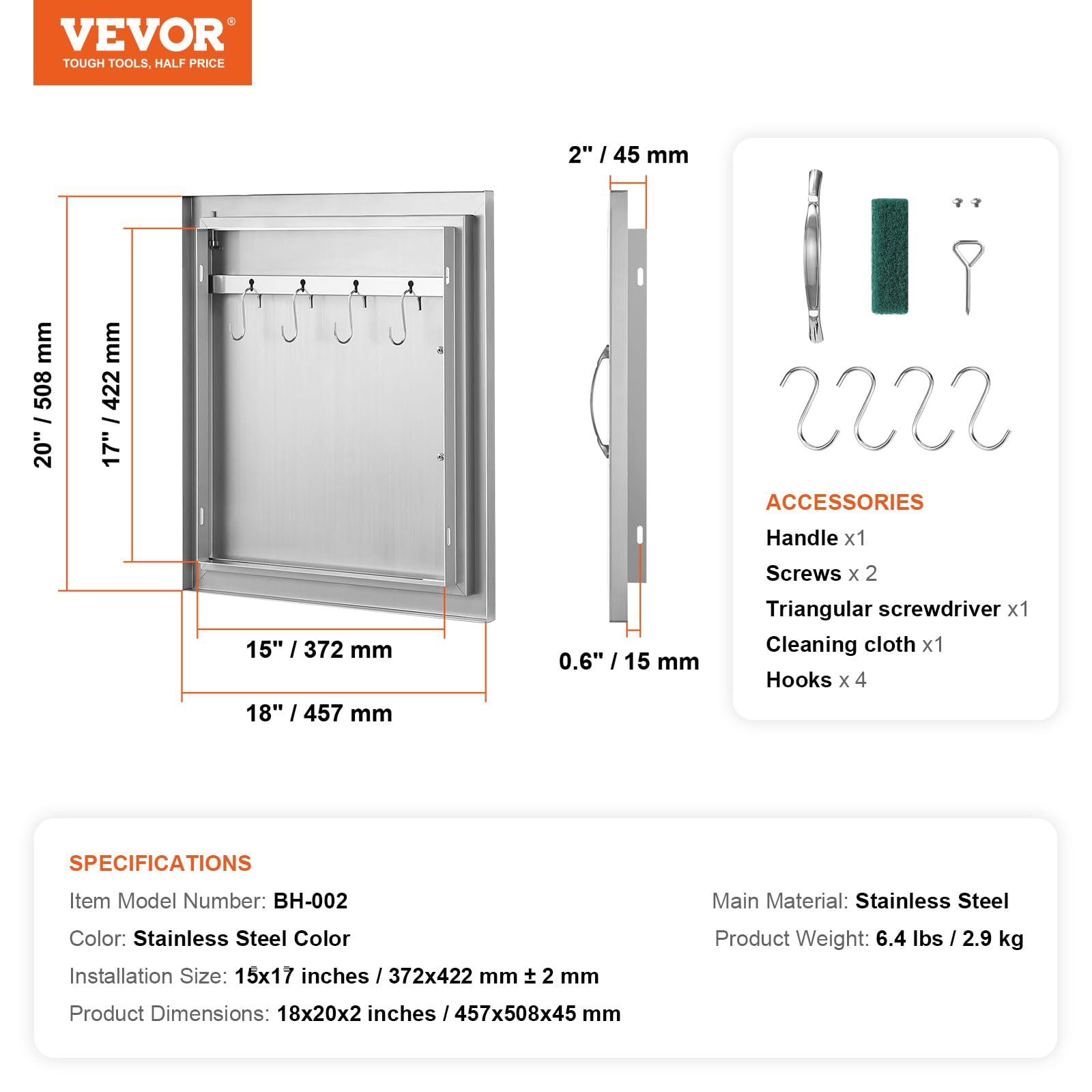 VEVOR BBQ Access Door open showing storage space