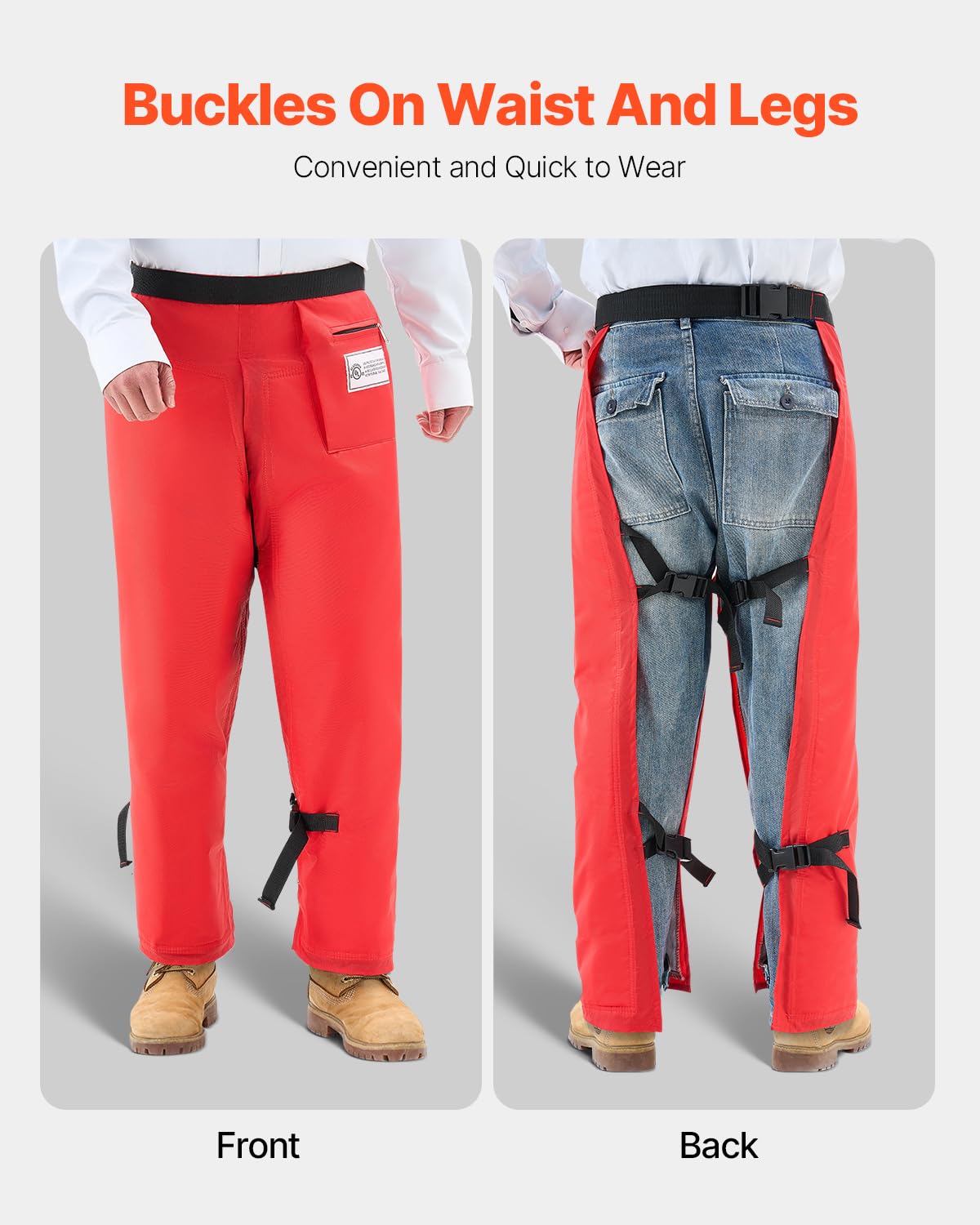 VEVOR Chainsaw Chaps in outdoor setting