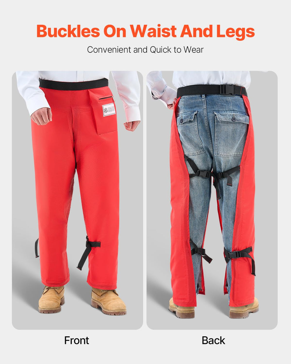 VEVOR Chainsaw Chaps in outdoor setting