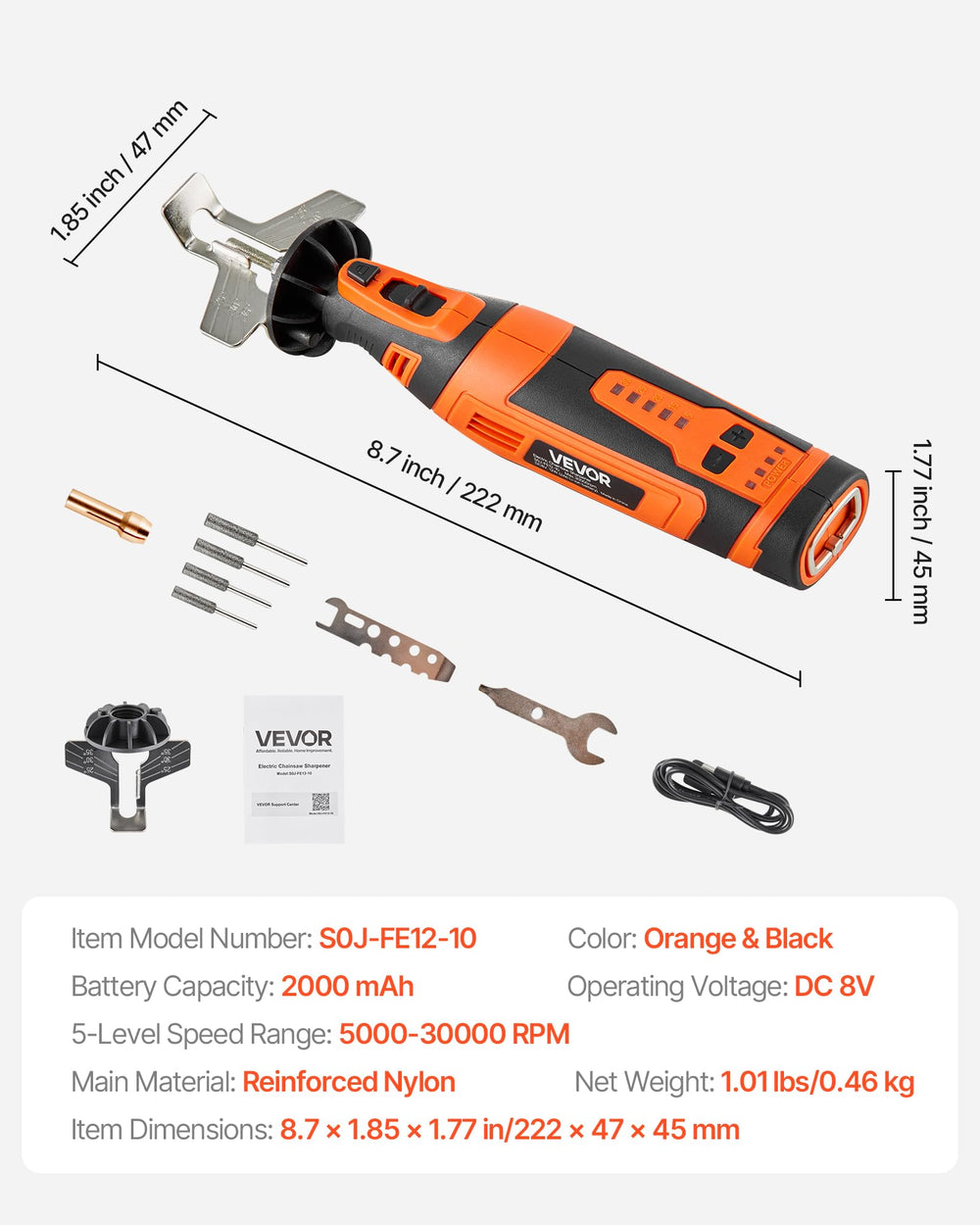 VEVOR Cordless Chainsaw Sharpener in use outdoors