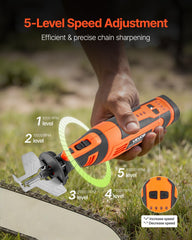 VEVOR Cordless Chainsaw Sharpener side view with grinding heads