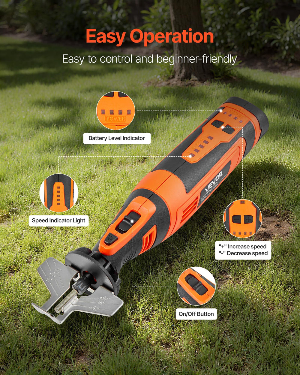 VEVOR Cordless Chainsaw Sharpener with angle guide attachment
