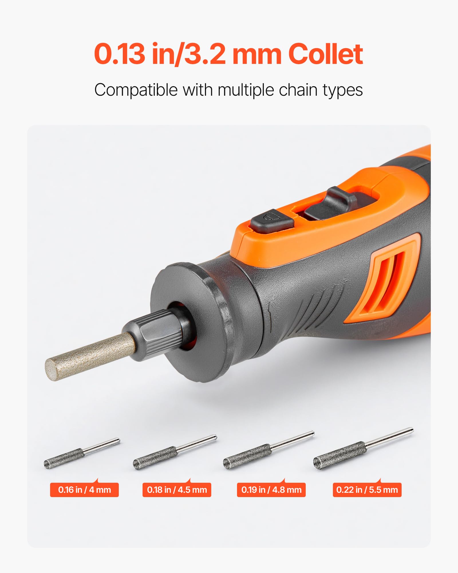 VEVOR Cordless Chainsaw Sharpener with battery indicator light