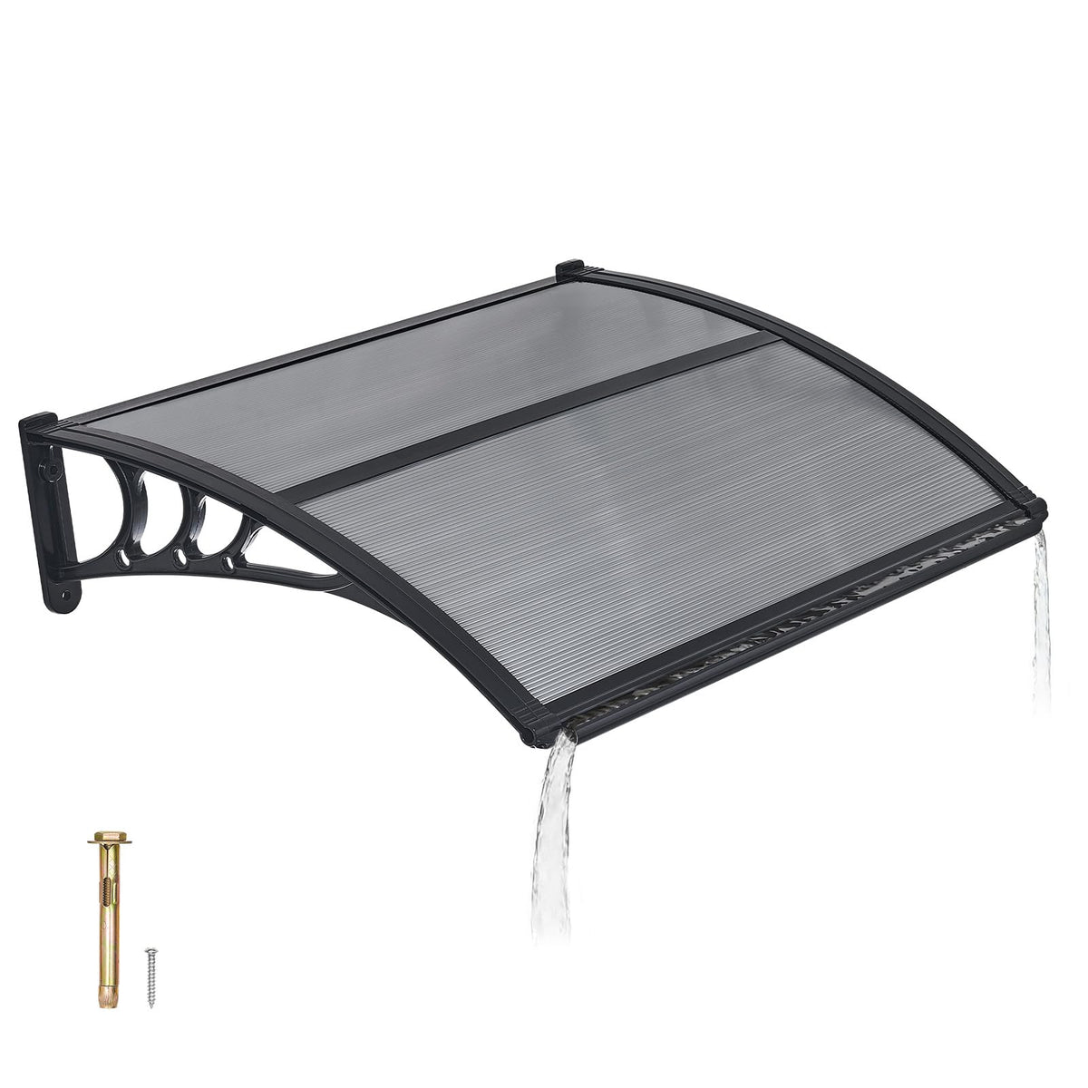 VEVOR Door Awning Canopy front view, 30x39 inch, Smoky Gray