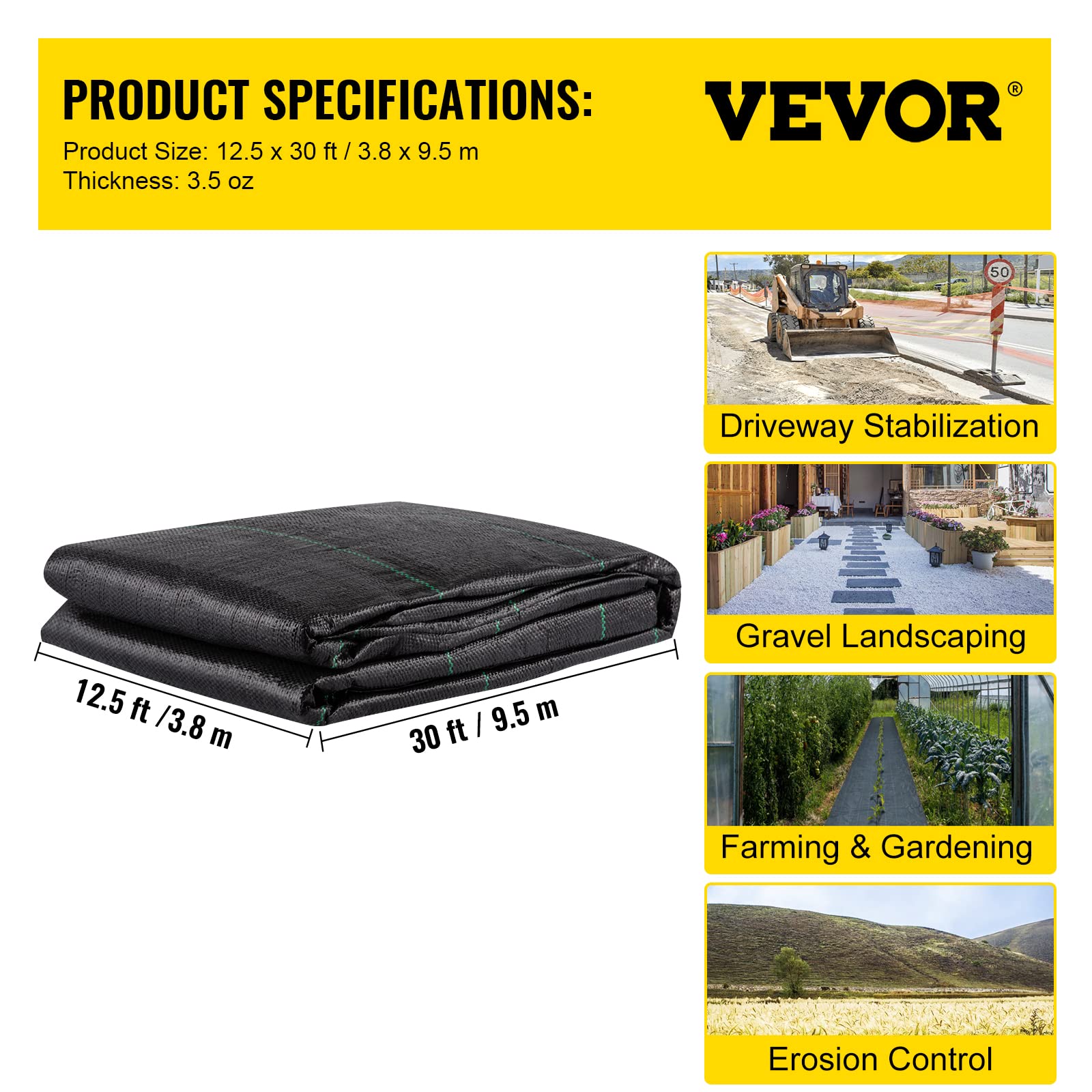 VEVOR fabric used for driveway stabilization