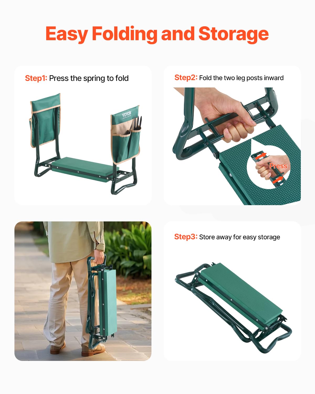 VEVOR Garden Kneeler with a person kneeling comfortably