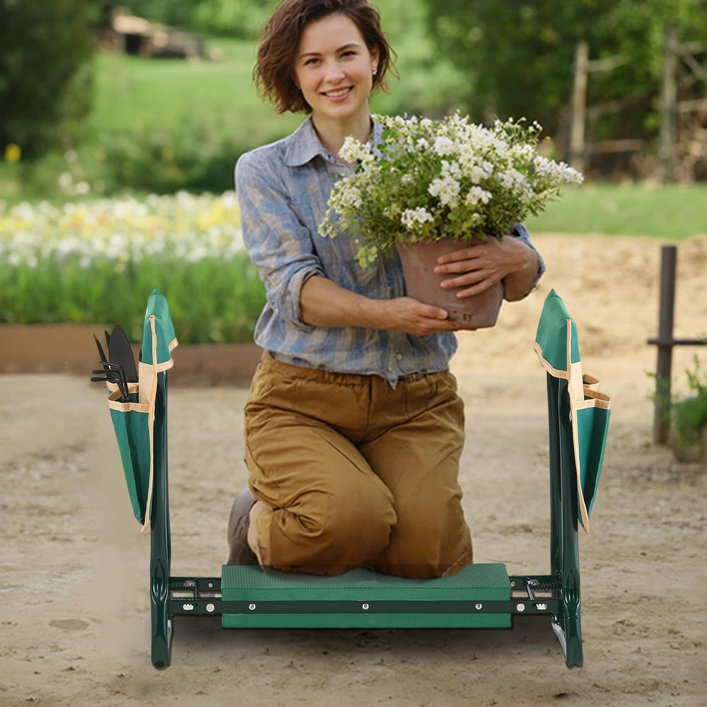 VEVOR Garden Kneeler with tool bags filled with gardening tools