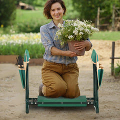 VEVOR Garden Kneeler with tool bags filled with gardening tools