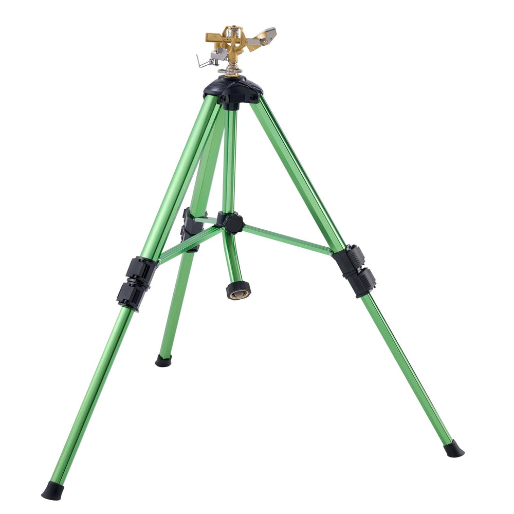 VEVOR Impact Sprinkler connected to a 3/4 inch garden hose