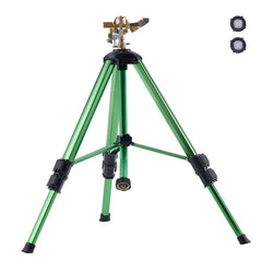 VEVOR Impact Sprinkler on tripod base, green colour with brass head