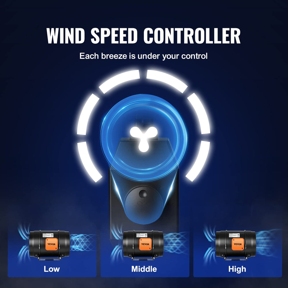 VEVOR inline duct fan with adjustable speed controller