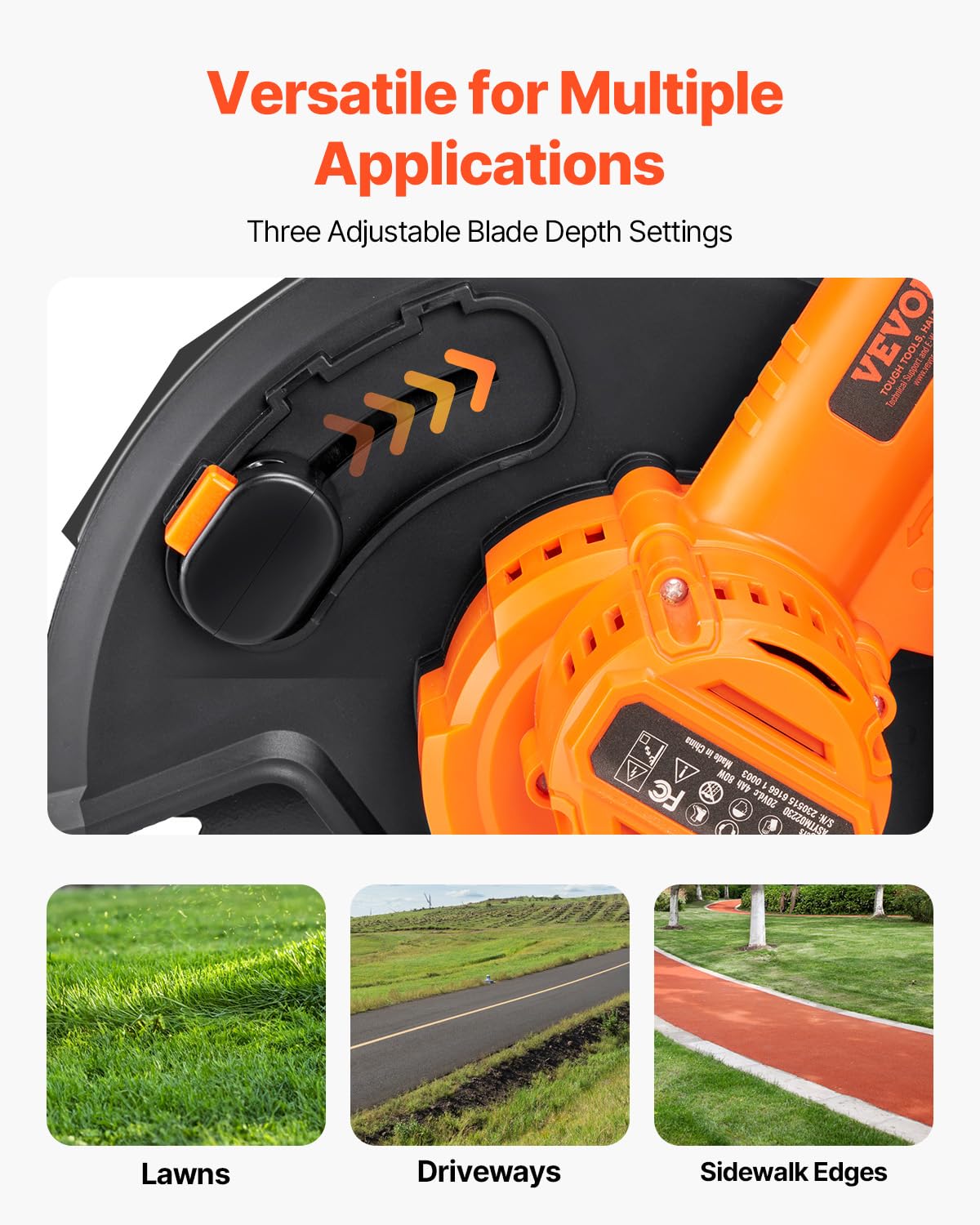 VEVOR Lawn Edger packaging showing features