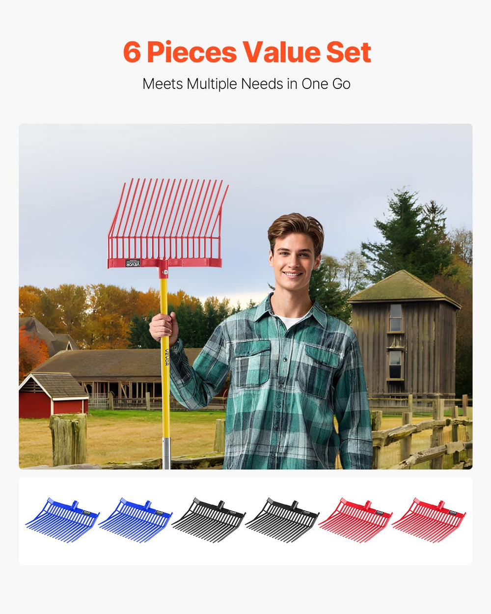 VEVOR manure fork replacement head with installation guide