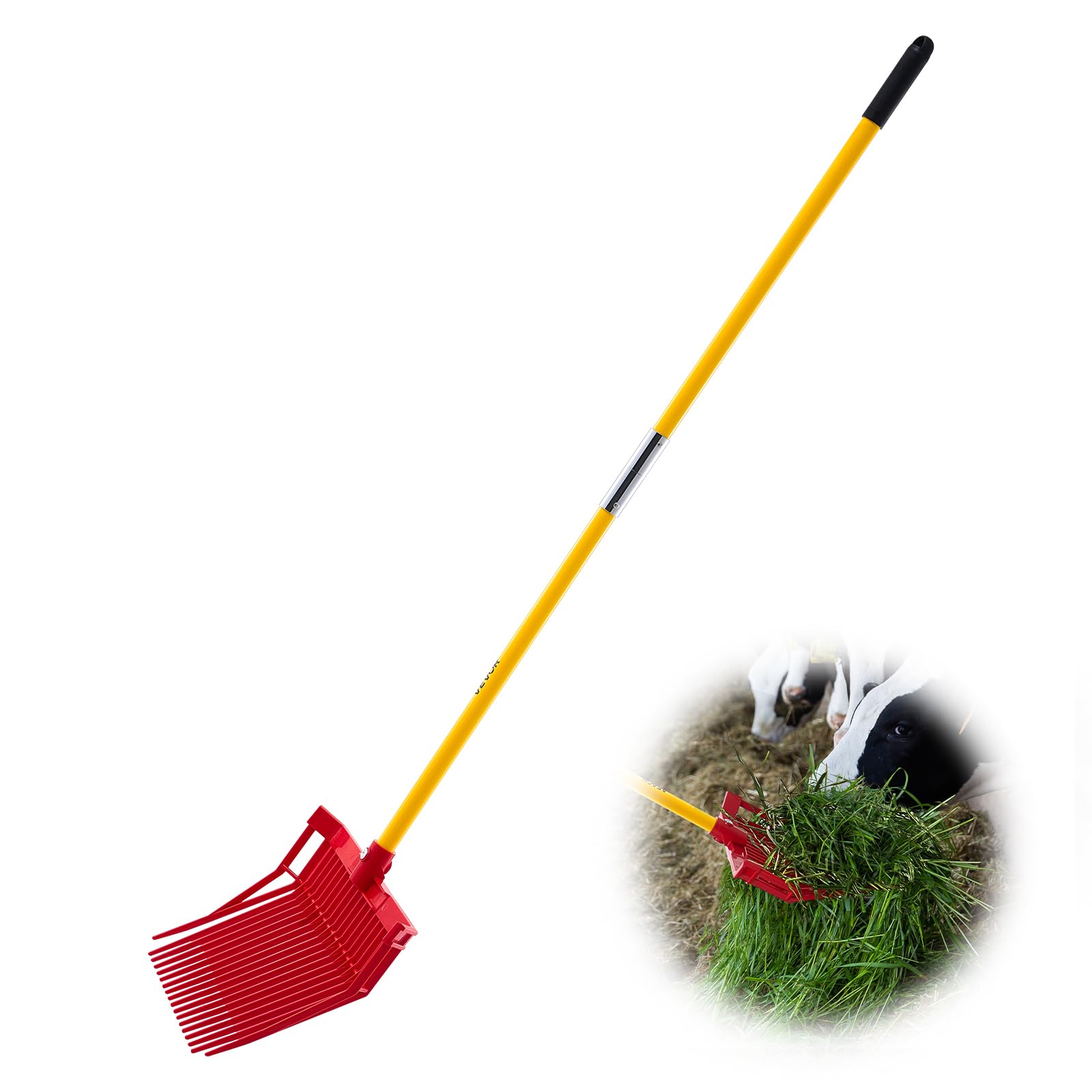 VEVOR Manure Fork with 18 angled tines and red handle