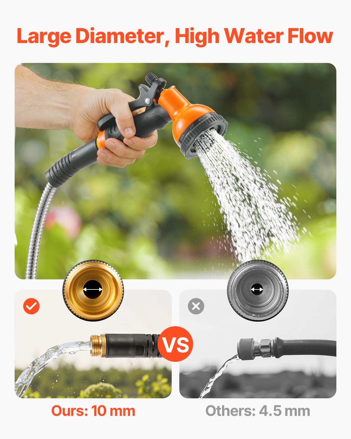 VEVOR Metal Garden Hose with brass fittings connection