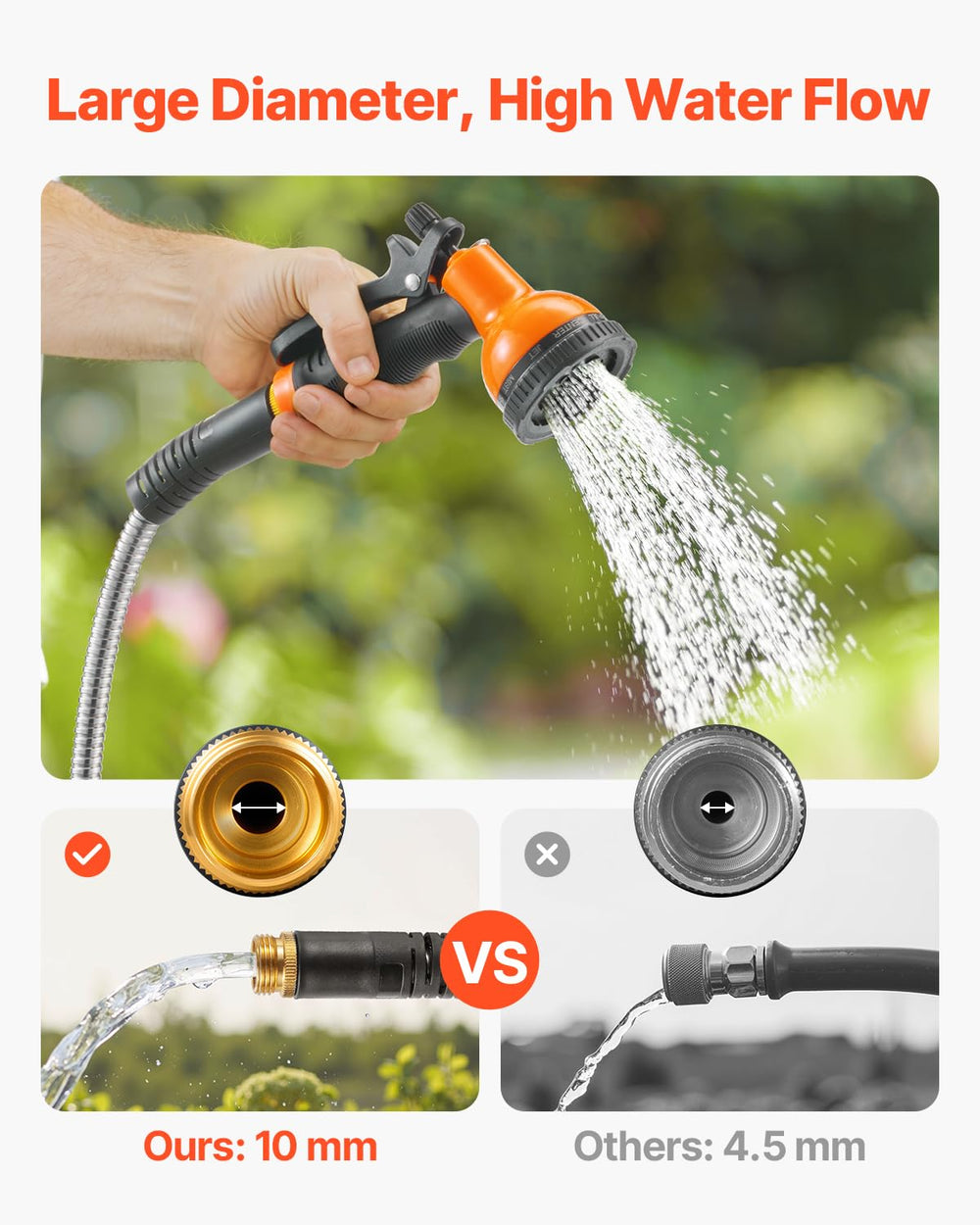 VEVOR Metal Garden Hose with brass fittings connection
