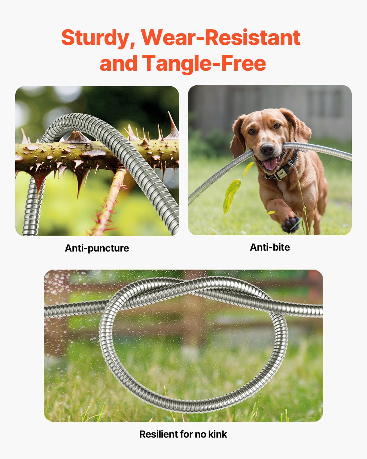 VEVOR Metal Garden Hose with replaceable rubber washers