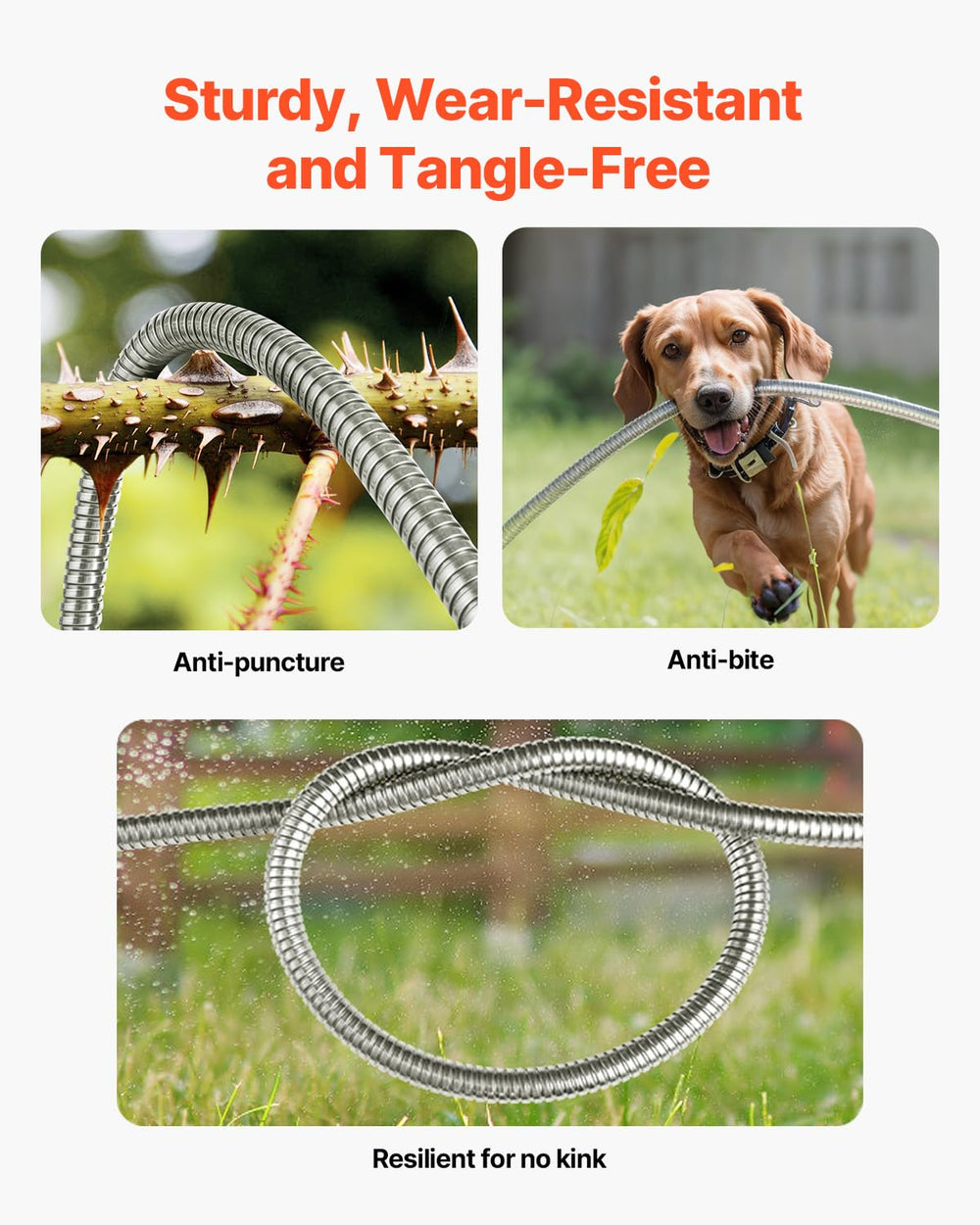 VEVOR Metal Garden Hose with replaceable rubber washers