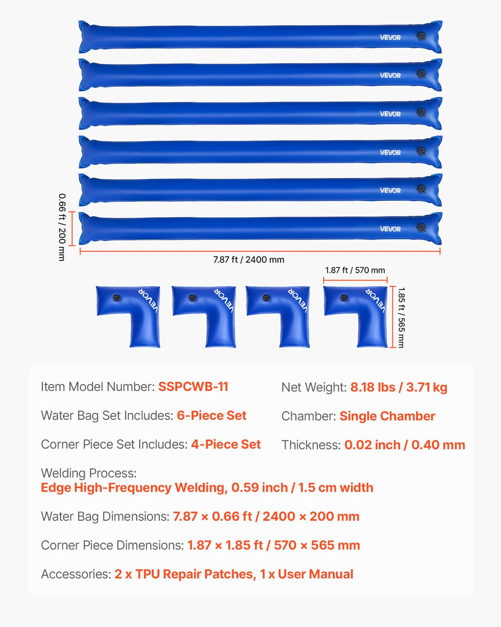 VEVOR pool cover water bags in outdoor setting