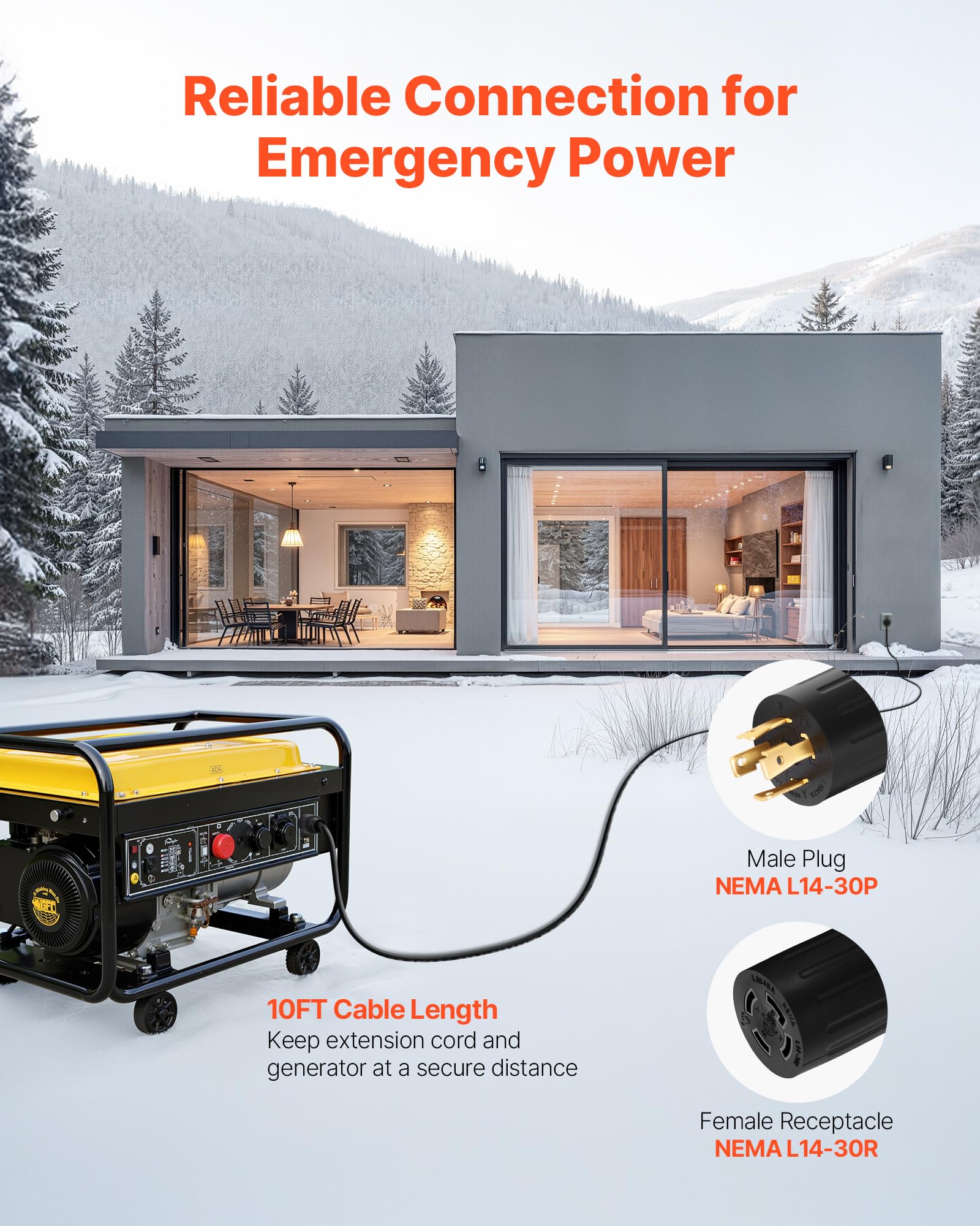 VEVOR power inlet box with flip cover and LED indicator