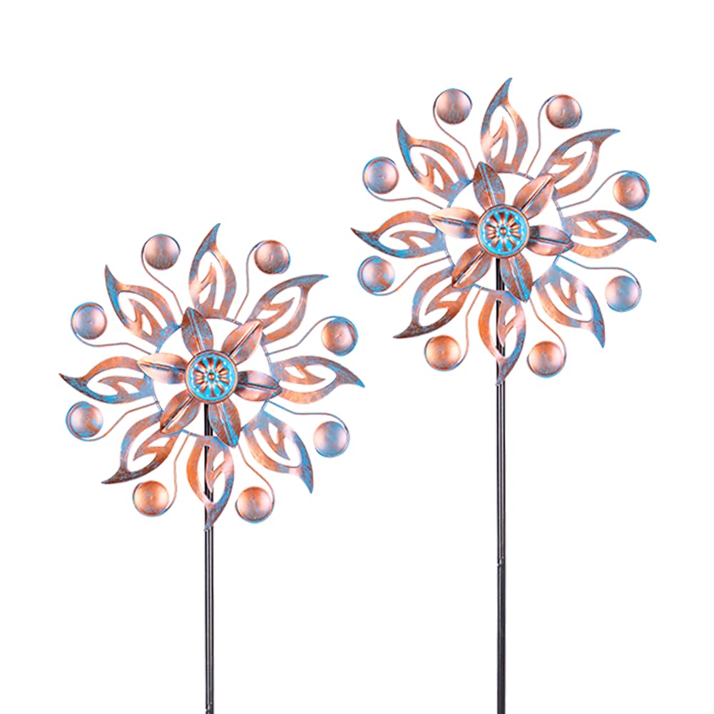 VEWOGARDEN 2PCS Metal Wind Spinners front view in light copper