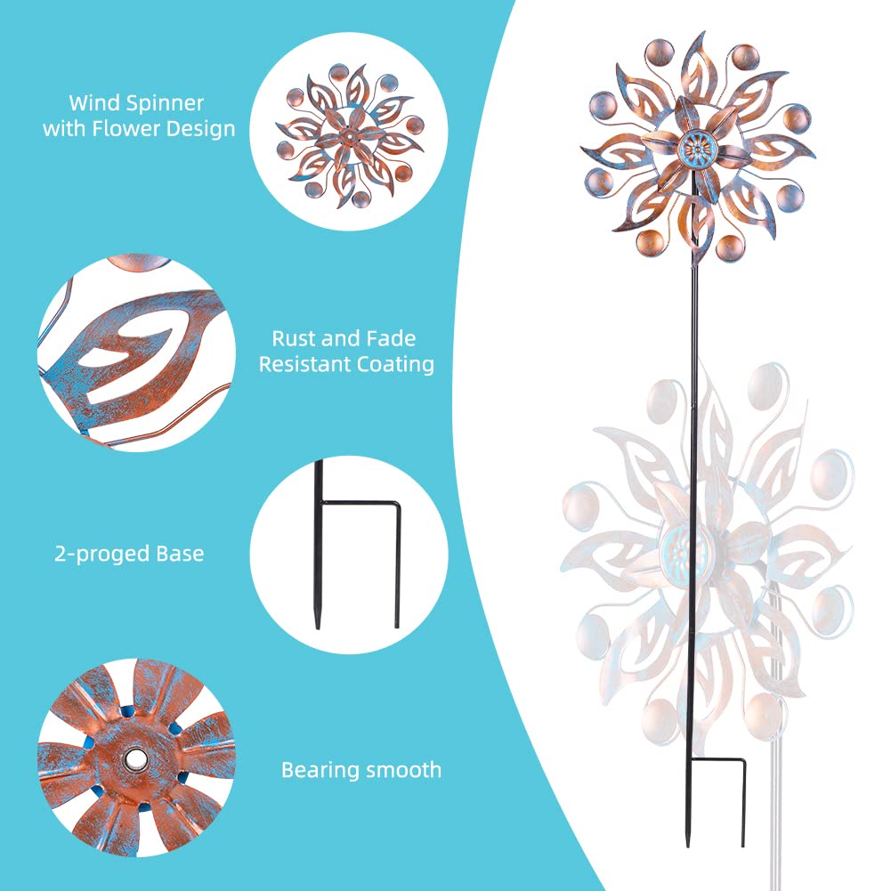 VEWOGARDEN Metal Wind Spinners showing stake and assembly