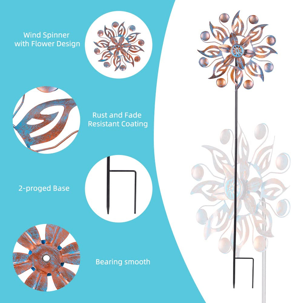 VEWOGARDEN Metal Wind Spinners showing stake and assembly