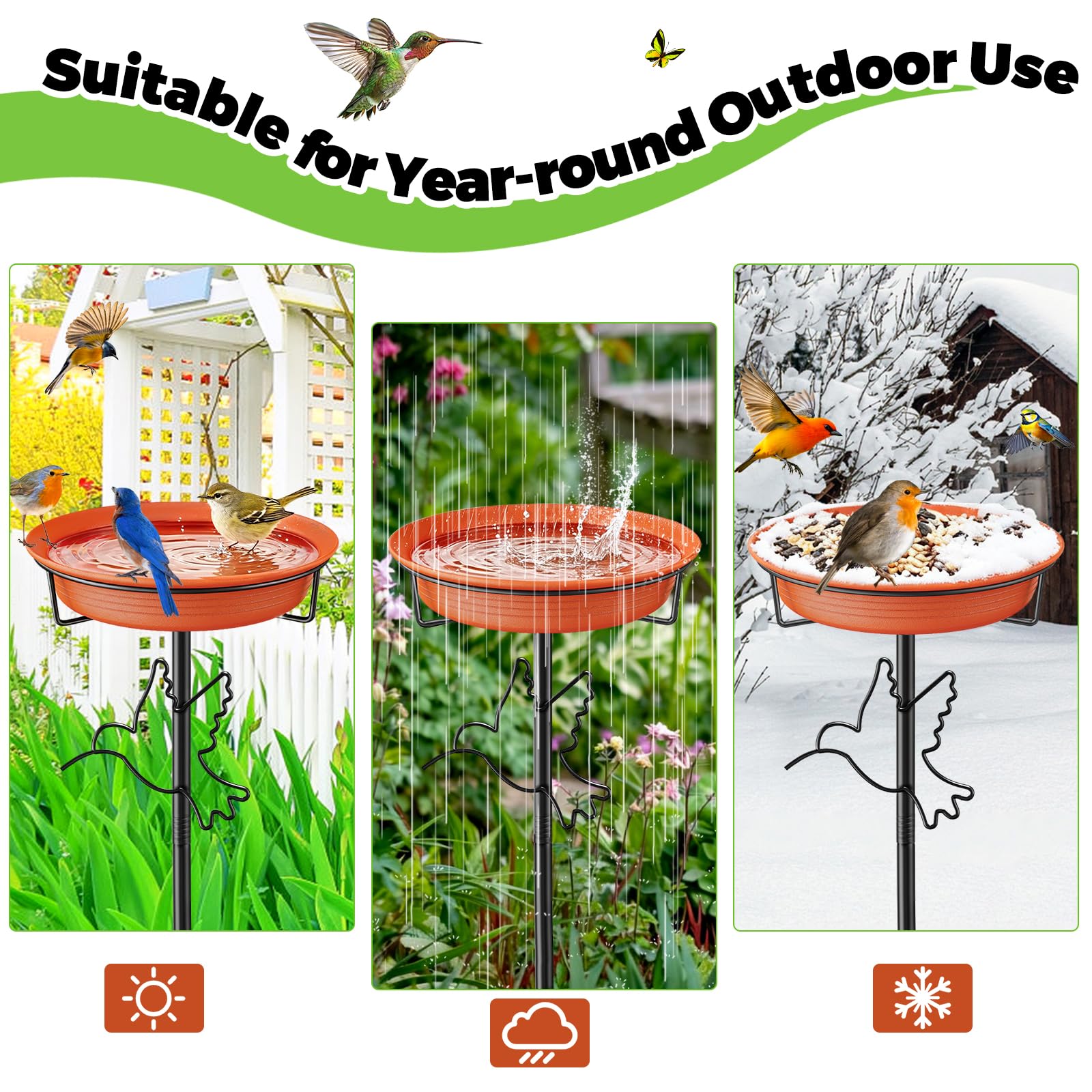 VeyFolzin Bird Bath with birds enjoying the water