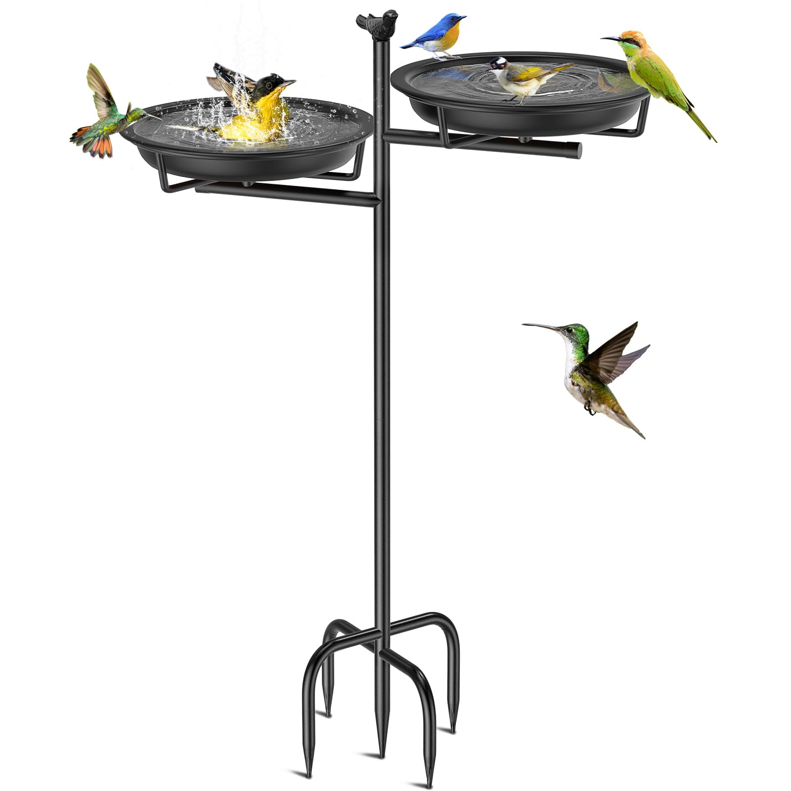 VeyFolzin.st 46 Inch Metal Bird Bath front view in black