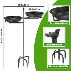 VeyFolzin.st 46 Inch Metal Bird Bath with birds bathing