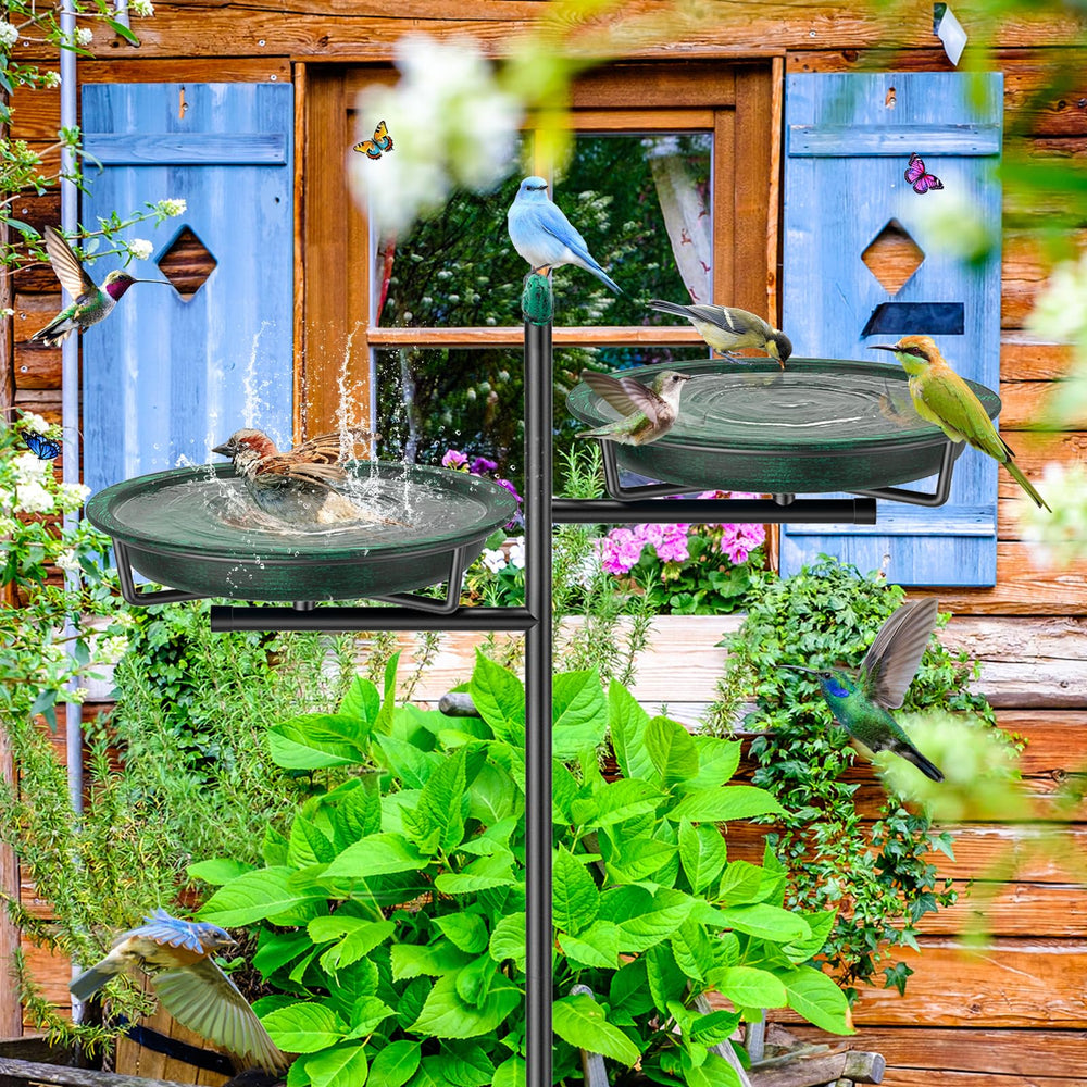 VeyFolzin.st Metal Bird Bath retro green side view