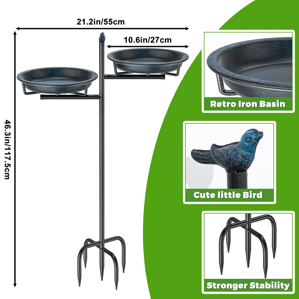 VeyFolzin.st Vintage Blue Bird Bath side view