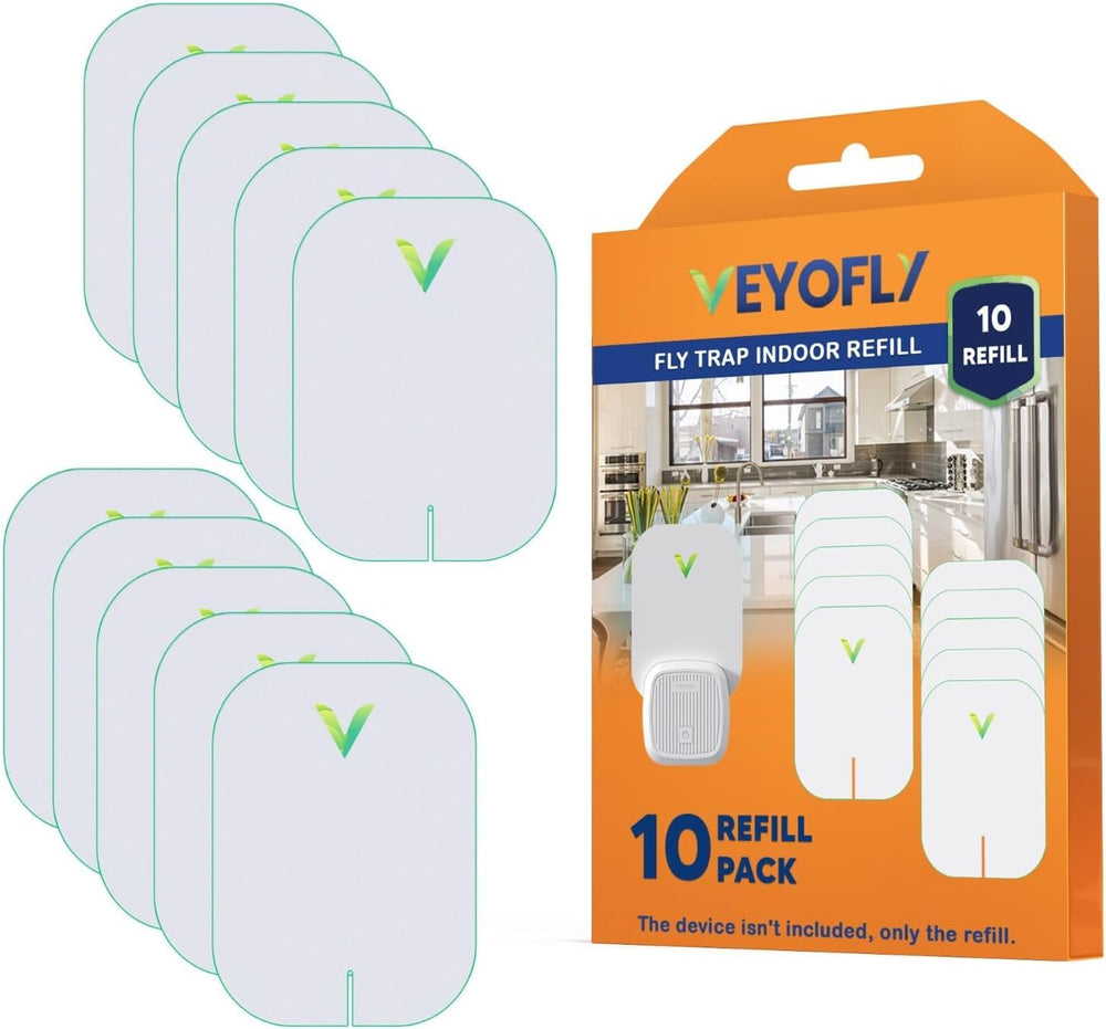 VEYOFLY Fruit Fly Trap 10-Pack front view with white glue boards