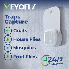 VEYOFLY fruit fly trap plugged in with blue-violet light